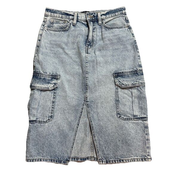 Calvin Klein Dresses & Skirts - Calvin Klein Jeans Cargo Denim Skirt Womens 28 Blue High Rise Grunge
